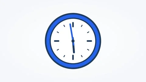 Animated clock icon time hands moving, horizontal 16:9 seamless loop HD motion Stock Footage 345160512