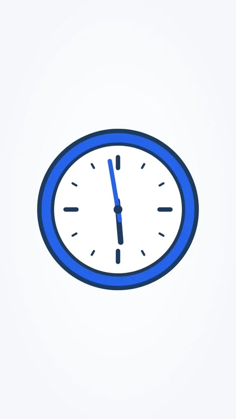 Animated clock icon time hands moving, vertical 9:16 seamless loop HD motion Stock Footage 345160524