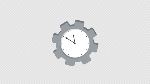 Animated Clock Inside a Rotating Gear. Time Management - Transparent Stock Footage 342025770