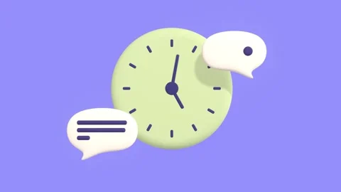 Animated Clock With Moving Arrow And Speech Bubble Icon. Stock Footage 276299659