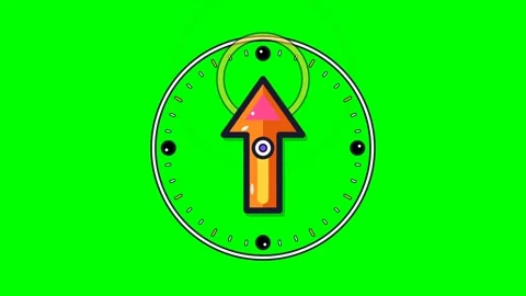 Animated Clock Pointer Spinning on Green Screen Stock Footage 348191499