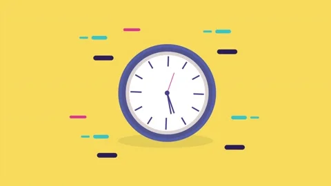 Animated clock running fast on yellow background with abstract graphical el.. Stock Footage 339047540