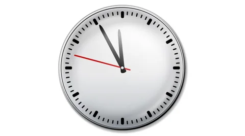 Animated clock on white background, with red second arrow Stock-Footage 46174803
