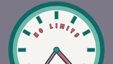 Animated clocks appear with the words No Limits in bright colors. The clock Stock Footage 318440728