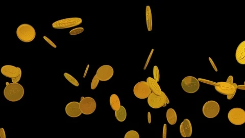 Animated close up of flying or exploding gold bitcoins in slow motion Stock Footage 82289778