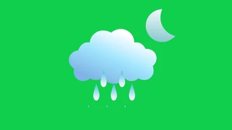 Animated cloud and moon on green screen perfect for night weather Stock Footage 309102166