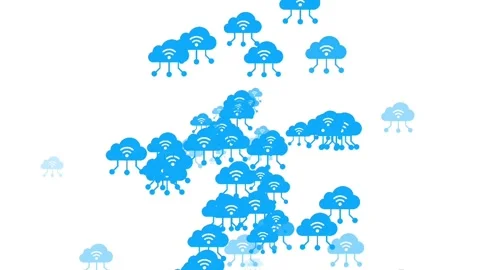 Animated Cloud Computing &amp;amp; Wireless Network Icon - IoT Concept 動画素材 335540096