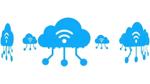 Animated Cloud Computing &amp;amp; Wireless Network Icon - IoT Concept 動画素材 335540107