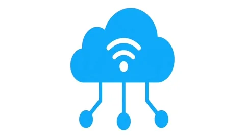 Animated Cloud Computing &amp;amp; Wireless Network Icon - IoT Concept Stock Footage 335540129