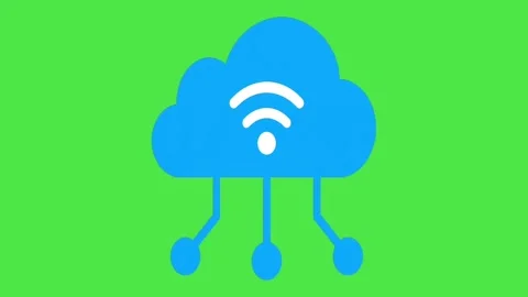 Animated Cloud Computing &amp;amp; Wireless Network Icon - Green Screen Stock Footage 335540134