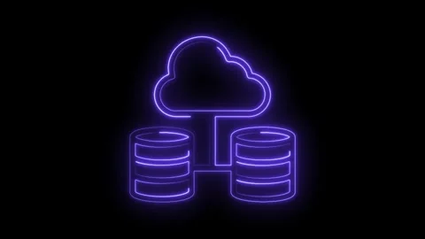 Animated cloud computing network server database connection with glowing neon Stock Footage 322975070