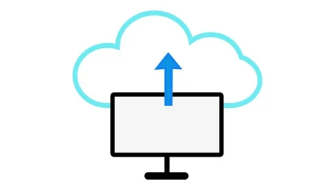 Animated cloud data system icons on white screen representing cloud storage.. Stock Footage 309016096