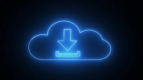 Animated cloud download icon with blue arrow pointing down. Perfect for tec.. Video stock 309018193