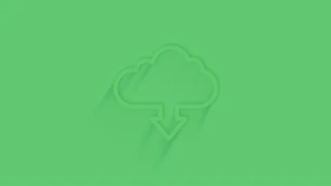 Animated cloud download icon with shadow on green background. Neumorphism Stock Footage 159830198
