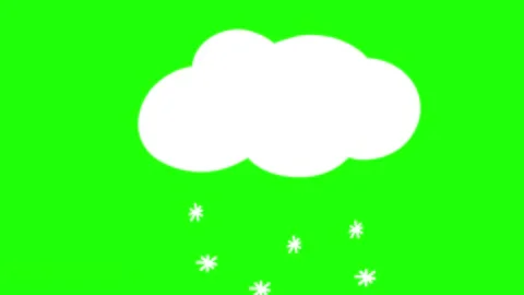 Animated Cloud with Falling Snowflakes on Green Screen Background Stock Footage 342423174