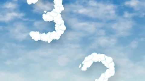 Animated Cloud Numbers Falling Through a Bright Blue Sky Background Stock Footage 345300811