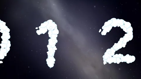 Animated Cloud Numbers Floating Across a Starry Night Sky Background Stock Footage 346571717