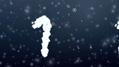 Animated Cloud Numbers Floating Through Falling Snow Background Stock Footage 345124699