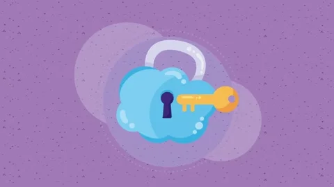Animated cloud padlock with key symbolizing digital security and data prote.. Stock Footage 333306450