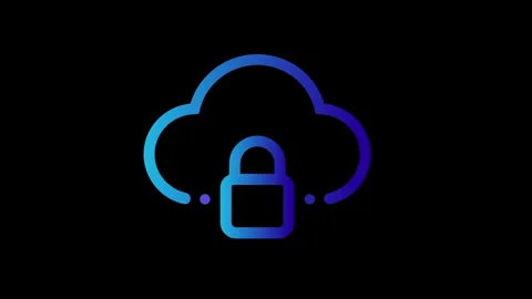 Animated Cloud Security Padlock Neon Gradient Line Art Scale Zoom Icon Vídeos de archivo 337372195