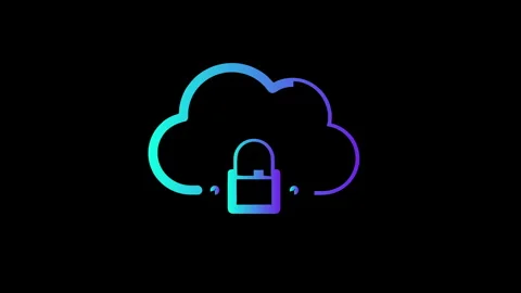 Animated Cloud Security Padlock Neon Gradient Line Drawing Icon Vídeos de archivo 337372564