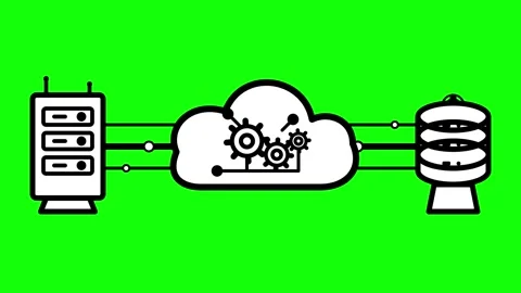 Animated Cloud to Server Data Transfer Process Video Footage Stock Footage 339378827