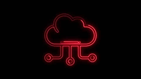 Animated cloud smart information network glowing line icon with hi-tech digital Stock Footage 301104314