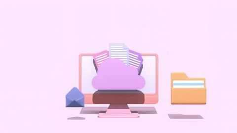 Animated Cloud Storage, Files Upload And Stored in Cloud Server. Stock Footage 276805129