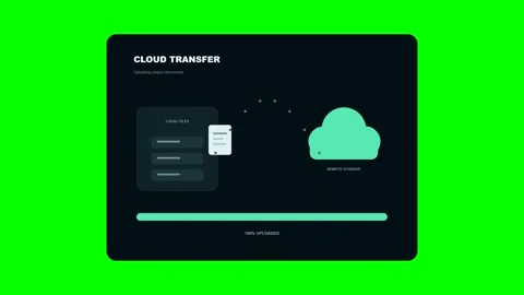 Animated cloud transfer and server data backup loop Stock Footage 346981892