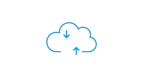 Animated cloud upload and download icons representing data transfer and con.. Stock Footage 317829153