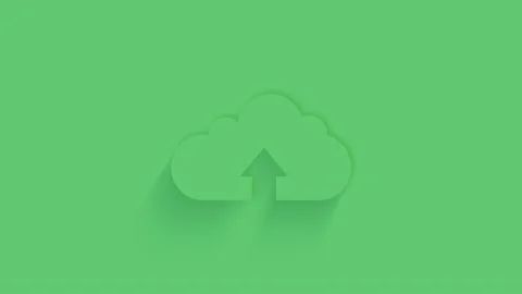 Animated cloud upload line icon with shadow on green background. Neumorphism Stock Footage 159830129