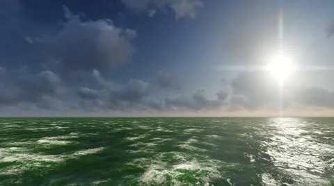 Animated clouds with foamy ocean Video stock 48443957