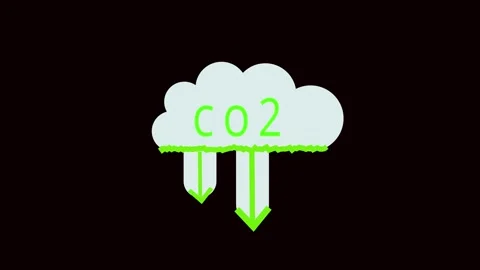 Animated CO2 emission reduction eco friendly green energy downward trending.. Stock Footage 321443502