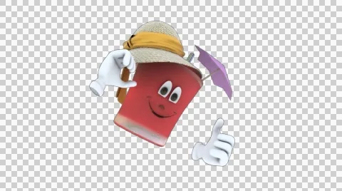 Animated Cocktail Character Explaining Resort Vacation Details 库存影片 52655630