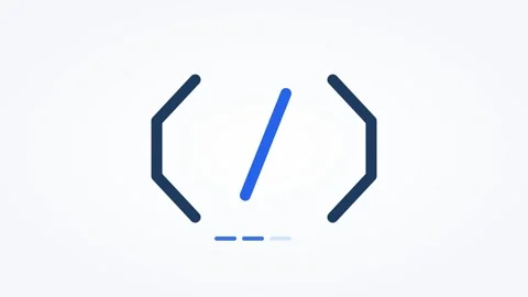 Animated code brackets icon programming, horizontal 16:9 seamless loop HD Stockbeeldmateriaal 345160544