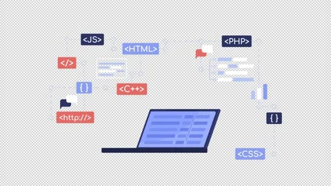 Animated coding on laptop object Stock Footage 214655174