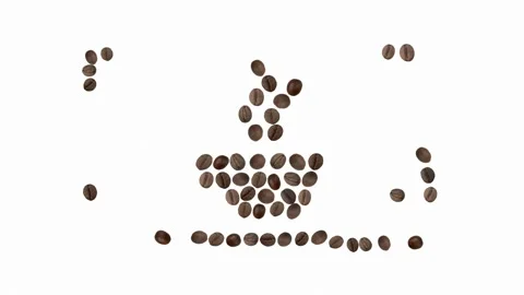 Animated coffee beans are collected in a cup Stock Footage 196571807