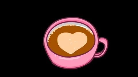 Animated Coffee Cup Heart Shape - Transparent Background Stock Footage 282781234