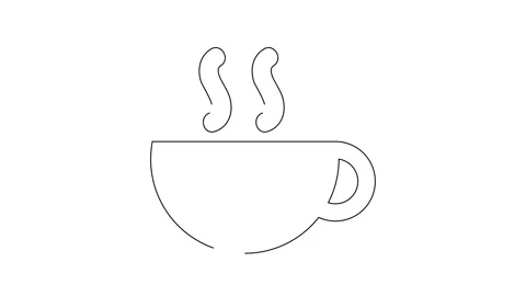 Animated Coffee Cup Icon HD | Coffee Bean Outline Symbol Stock Footage 317803359