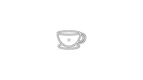Animated coffee cup logo with neon glowing lines 4k video. Stock Footage 306557916