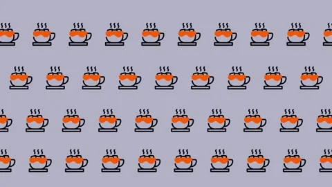 Animated Coffee Cup Pattern Background Loop for Relaxing Visuals. Stock Footage 325405351
