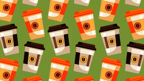 Animated Coffee Cup Pattern Motion Graphic Background Stock Footage 345235166