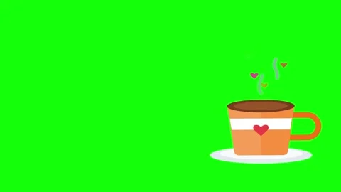 Animated coffee cup pattern with rising steam on green screen Stock Footage 347281311
