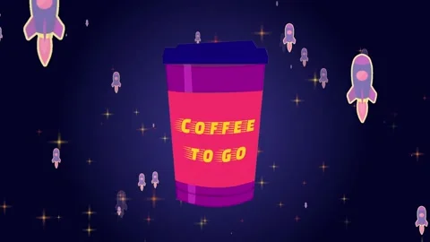 Animated coffee cup with quote Coffee to go Stock Footage 149321562