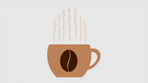 Animated coffee mug with a coffee bean and steam emanating from the mug. Stock Footage 338404072