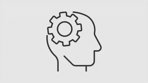 Animated cogwheel in human head outline icon Stock Footage 344170191