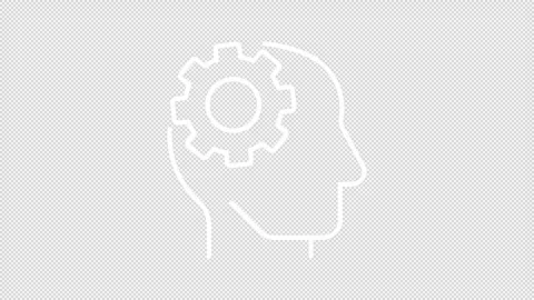 Animated cogwheel in human head white line icon Stock Footage 346718564