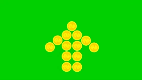 Animated coin arrow pointing up Stock Footage 234855032