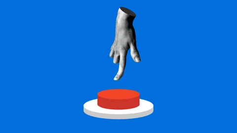 Animated collage with halftone hand presses the start button Stock Footage 330608549