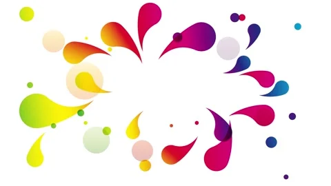 Animated color splash and bubbles in abstract shape Stock Footage 270686900